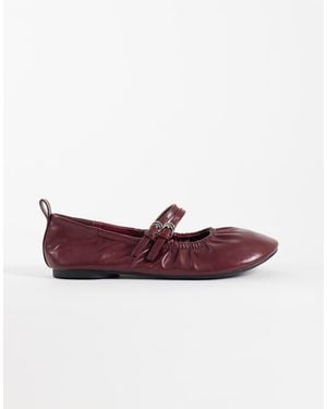 London Rebel Mia Strappy Ruched Ballet Flats - Purple
