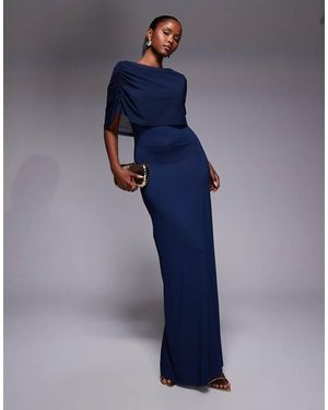 ASOS Mesh Cape Detail Maxi Dress - Blue