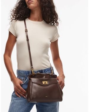 JW PEI Lucia Classic Top Handle Bag With Crossbody Strap - Brown