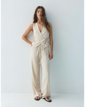 Pull&Bear – hose aus leinenmix - Natur