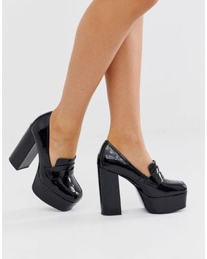 ASOS Parkway Platform Loafer Heels - Black