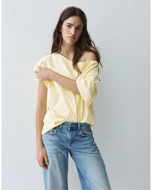 Pull&Bear Asymmetric Short Sleeve T-shirt - Blue