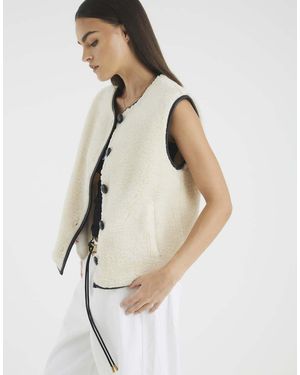 River Island Borg Button Gilet - White