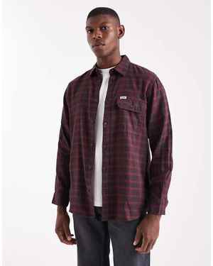 Wrangler Camisa Roja Y Negra A Cuadros De Manga Larga De Franela De - Morado