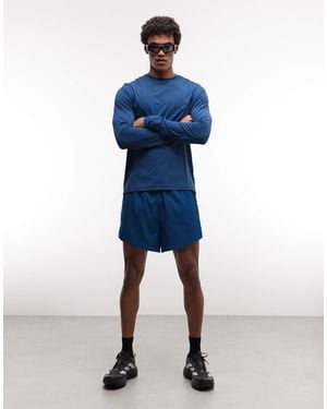4505 2-in-1 Quick Dry 13cm Woven Running Shorts With Zip Pockets - Blue