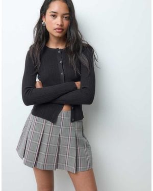 Abercrombie & Fitch Pleated Tailored Mini Skort - Grey