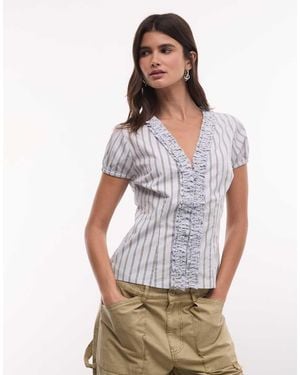 Collusion Frill Detail Short Sleeve Blouse - White