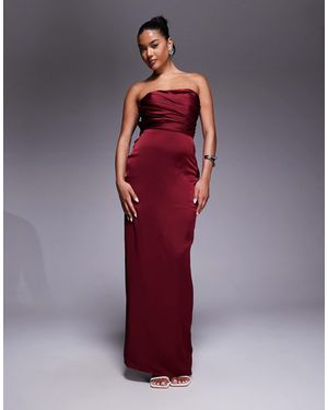 Jarlo Bandeau Satin Maxi Dress With Bow Back - Red
