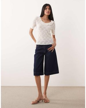 Jdy Kanten Top Met Ruches - Blauw