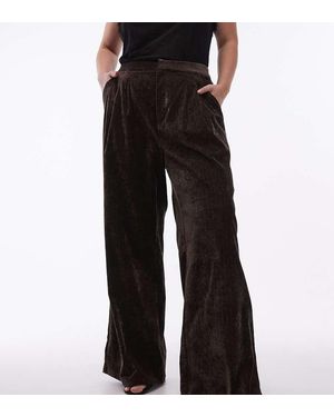 ASOS Asos Design Curve Textured Velvet Tailored Wide Leg Trousers - White