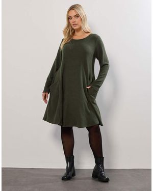 Yours Clothing Soft Touch Pocket Dress - Green