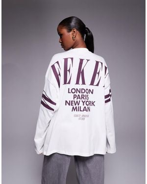 ASOS Weekend Collective Icon Long Sleeve T-Shirt With Stacked Back Logo - Grey