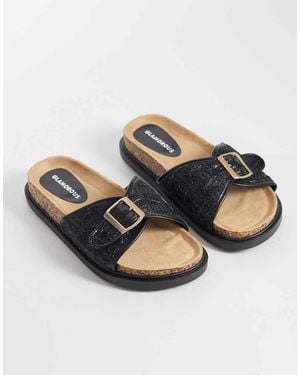 Glamorous Flat Woven Sandals - Black