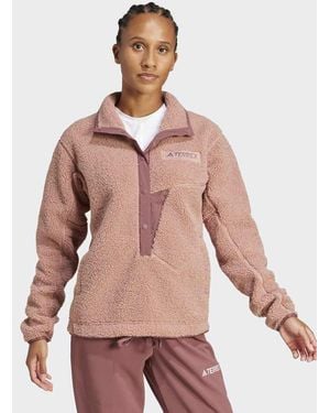 adidas Terrex Xploric High Pile Fleece Pullover Sweatshirt - Pink