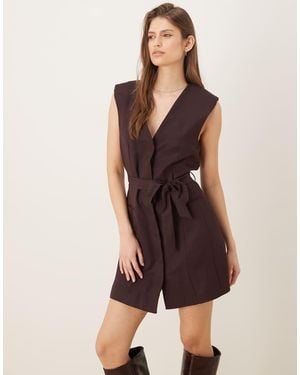 Mango Vestido De Sastre Corto Sin Mangas De -Rojo