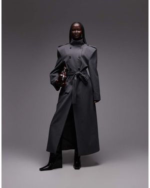 ASOS Elegante Trenchcoat Met Schoudervullingen - Zwart