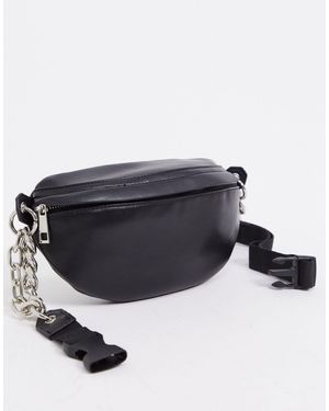 ASOS – PU-Gürteltasche mit robuster Kette - Schwarz