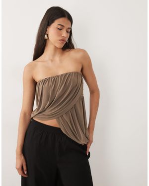 ASOS Bubble Draped Bandeau Top - Black