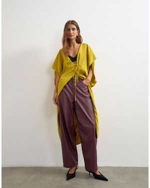 TOPSHOP Faux Leather Barrel Leg Trouser - Multicolor