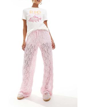 ASOS Low Rise Sheer Lace Trousers - Pink