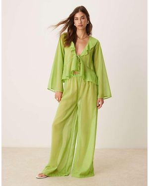 esmé studios Esmee Exclusive Mesh Beach Trouser Co-ord - Green