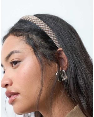 Accessorize 2 Pack Check Satin Headbands - Brown