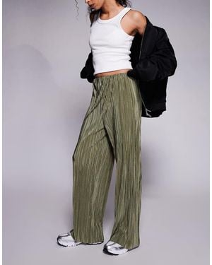 River Island Plisse Wide Leg Trousers - Green
