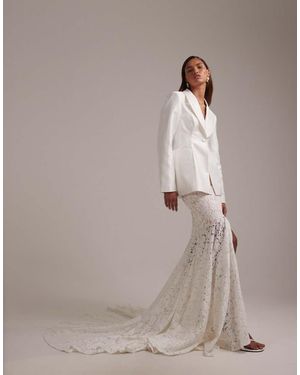 ASOS Bridal Lace Maxi Skirt With Train - Grey