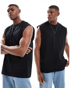 ASOS – 2er-pack oversize-tanktops - Schwarz