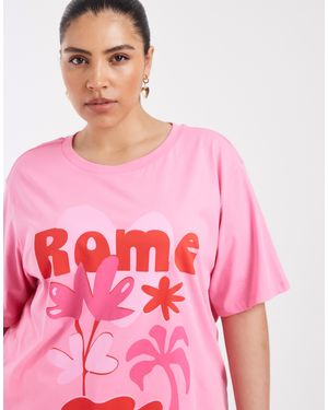 ONLY Rome Graphic Oversized Fit T-shirt - Pink