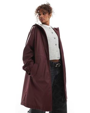 ASOS Parka Con Detalles En Contraste Y Acabado Engomado De -Rojo