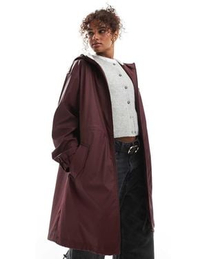 ASOS Parka Gommato Bordeaux Con Dettaglio A Contrasto - Rosso