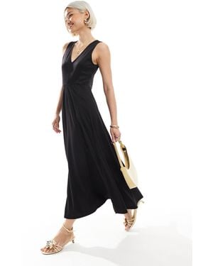 ASOS Ponte Sleeveless V Neck Godet Midi Dress - Black