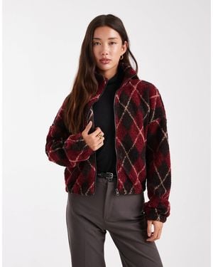 ONLY Zip Through Teddy Fleece - Red