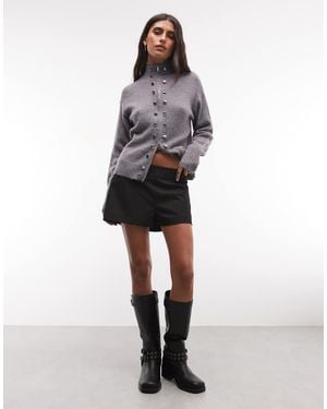 Monki High Waist Tailored Hotpant Shorts - Black