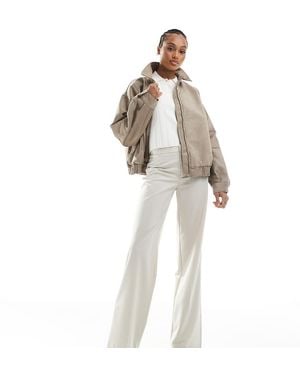 Stradivarius Tall Tailored Straight Leg Trouser - White