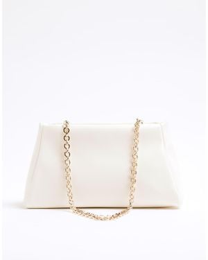 River Island Clutch Tas Met Kettingdetail - Wit