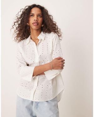 Jdy Boxy Fit Embroidered Shirt - White