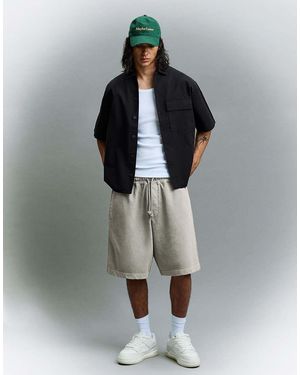 Bershka Boxy Print Bermuda Shorts - Grey