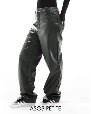 ASOS Asos Design Petite Faux Leather Straight Leg Pants - Black