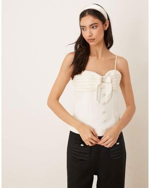 Sister Jane Dream Showgirls Tweed Bow Top Co-ord - White