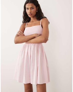 Brave Soul Shirred Mini Sundress - Pink