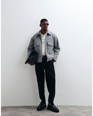 Redefined Rebel Miller Boxy Fit Wool Look Jacket - Grey