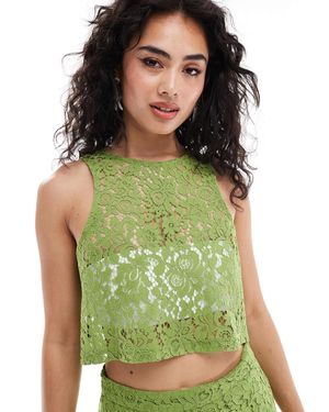 Object Cropped Lace Tank Top Co-Ord - Green