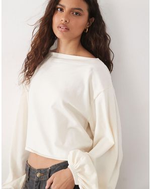 Miss Selfridge Strickoberteil mit ballonärmeln - Weiß