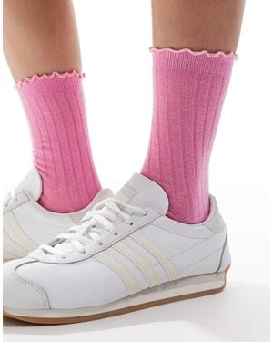 Vero Moda Ribbed Frill Socks - Pink