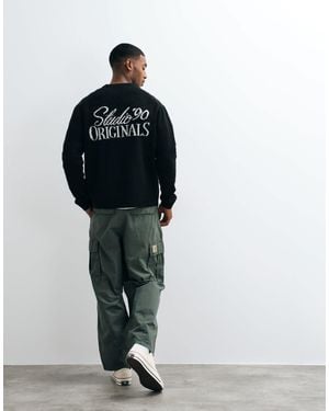 Jack & Jones Originals Graphic Backprint Jacquard Knit Sweater - Black