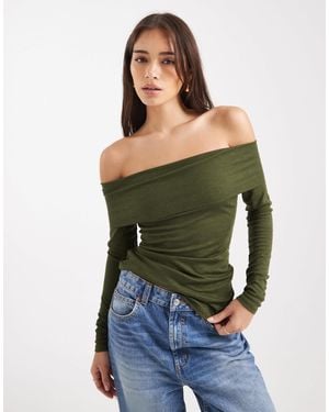 Miss Selfridge Fine Knit Bardot Top - Green