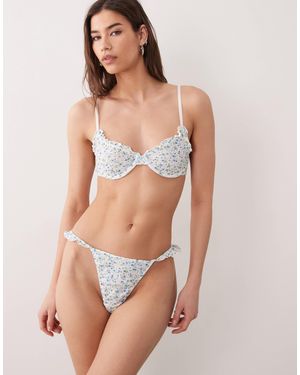 Wild Lovers Lison Floral Ruffle French Brief - Natural
