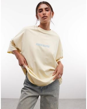 ASOS Weekend Collective Icon Oversized T-shirt With Stacked Back Logo - Natural